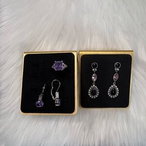 3pc set 2 Earring’s and 1 Ring Elegant Purple Fashion Jewelry Set